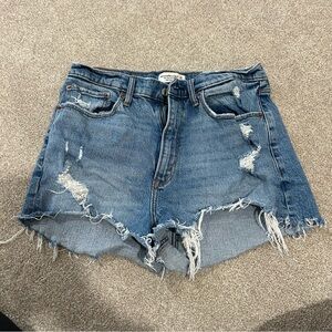 Abercrombie & Fitch Blue High-Rise Denim Shorts curve love